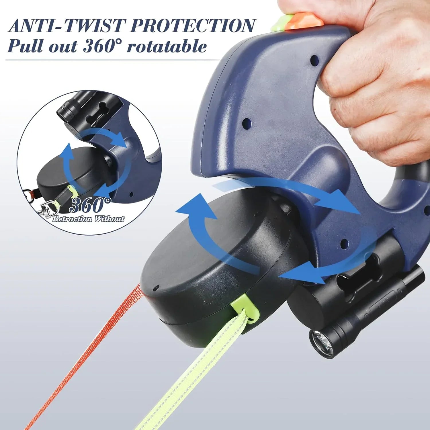 Dual Pet Leash – Retractable Reflective Lead with 360° Swivel for Double Dog Walking
